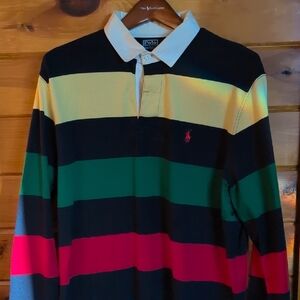 Vintage Polo Ralph Lauren Men's Rugby Shirt, XL, Long Sleeve